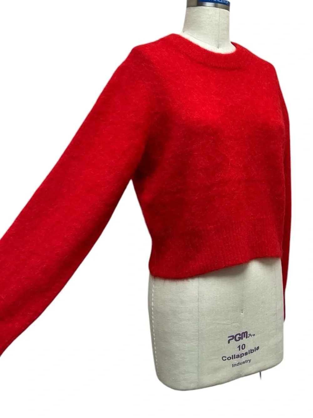 NWT Pistola Sara Shrunken Crewneck Alpaca Sweater In Rogue Red